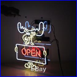 OPEN Deer Neon Sign Light Vintage Beer Bar Pub Club Coffee Shop Wine Lamp Poster