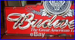 Officially Licensed Budweiser Beer Neon Light Up Sign 49 Long Bar Anheuser
