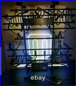Old style beer Chicago skyline neon light up bar sign man cave game room mib