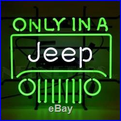 Only In A Jeep Auto Car Beer Bar Neon Sign 22x21