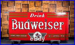 Original Budweiser Anheuser Busch Porcelain Neon Beer Sign WOW