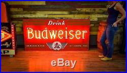 Original Budweiser Anheuser Busch Porcelain Neon Beer Sign Will Ship! 940's