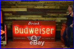 Original Budweiser Anheuser Busch Porcelain Neon Beer Sign Will Ship! 940's