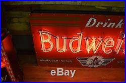 Original Budweiser Anheuser Busch Porcelain Neon Beer Sign Will Ship! 940's