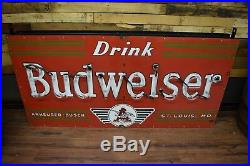 Original Budweiser Anheuser Busch Porcelain Neon Beer Sign Will Ship! 940's