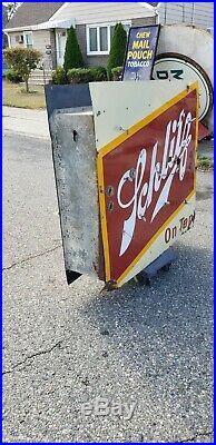 Original Double Sided Schlitz Beer Porcelain Neon Sign