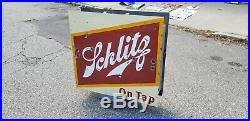 Original Double Sided Schlitz Beer Porcelain Neon Sign