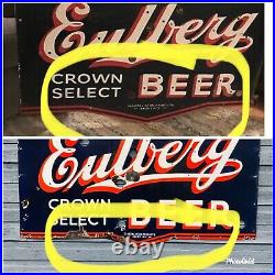 Original Eulberg Beer Neon Porcelain Sign Portage Wisconsin Beer Brewery