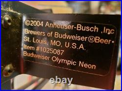 Original Vintage USA Olympic Budweiser Neon Light Beer Sign Bud Anheuser-Busch