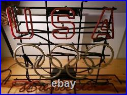 Original Vintage USA Olympic Budweiser Neon Light Beer Sign Bud Anheuser-Busch