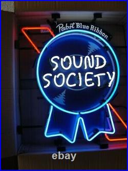 PABST BLUE RIBBON BEER SOUND SOCIETY LIGHTED NEON SIGN BAR PUB MANCAVE 22x24 NEW