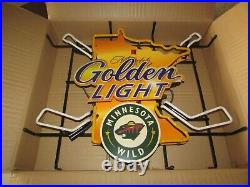 PICK UP ONLY New NHL Minnesota Wild Michelob Golden Light Hockey beer Neon sign