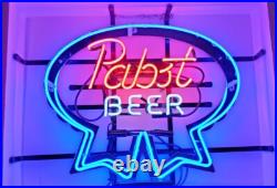 Pabst Beer Bar 20x16 Neon Sign Light Lamp Blue Ribbon PBR Glass Pub Wall Decor