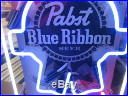 Pabst Blue Ribbon Real Neon Beer Sign Of Giant 12 Oz Can Pbr Man Cave Legit Bar