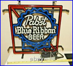 Pabst blue ribbon beer neon light up back bar sign PBR man cave game room