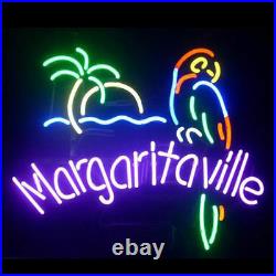 Parrot Margaritaville Neon Sign Light Beer Bar Pub Wall Decor Real Glass 19x15