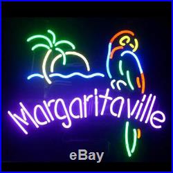 Parrot Margaritaville Neon Sign Light Beer Bar Pub Wall Decor Real Glass19x15