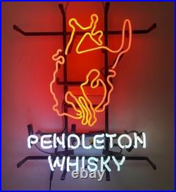 Pendleton Whiskey Real Glass Neon Sign Lamp Light Man Cave Bar Beer Club 20x16