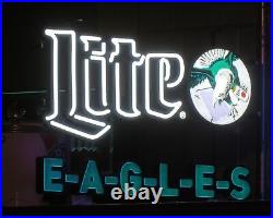 Philadelphia Eagles Beer Lager 24 Vivid LED Neon Sign Light Lamp With Dimmer