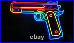 Pistol Gun Ammo Pawn Shop Neon Light Sign 32x24 Lamp Poster Beer Bar