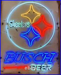 Pittsburgh Steelers Beer Neon Sign 20x16 Lamp Light Glass Bar Wall Decor