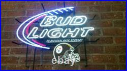 Pittsburgh Steelers Helmet Beer 24x20 Neon Light Sign Lamp Wall Decor Bar Pub