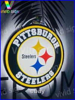 Pittsburgh Steelers LED 3D Neon Sign 16x16 Light Lamp Beer Bar