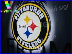 Pittsburgh Steelers LED 3D Neon Sign 16x16 Light Lamp Beer Bar