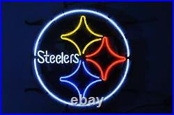 Pittsburgh Steelers Neon Light Sign 17x17 Beer Cave Gift Bar Artwork Glass
