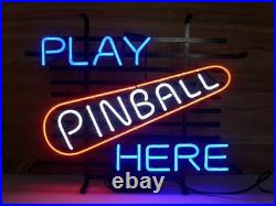Play Pinball Here Game Room Neon Sign 20x16 Light Lamp Beer Bar Pub Wall Decor