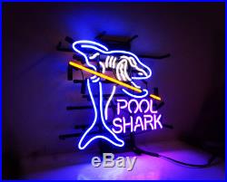 Pool Shark Game Room Snooker Man Cave Bistro Beer Bar Pub Neon Sign 17x15