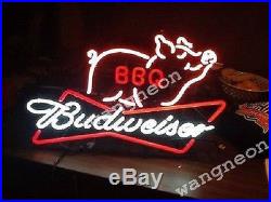 RARE Budweiser BBQ Barbecue Beer Bar Bud Light Neon Sign FAST FREE SHIPPING