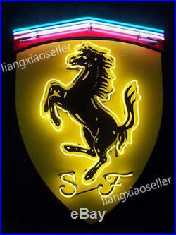 RARE Ferrari Racing Horse Logo Automobile Beer Bar Man Cave Real Neon Sign