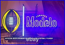 RARE Modelo Cerveza Beer College Football Chasing LED Neon Light Sign 32x 20