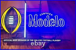 RARE Modelo Cerveza Beer College Football Chasing LED Neon Light Sign 32x 20