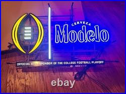 RARE Modelo Cerveza Beer College Football Chasing LED Neon Light Sign 32x 20