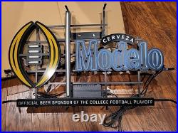 RARE Modelo Cerveza Beer College Football Chasing LED Neon Light Sign 32x 20