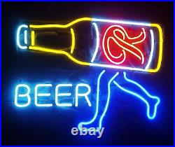 Rainier Beer Bottle Runner 17x14 Neon Lamp Light Sign Bar Open Wall Real Glass