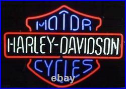 Rare Blue Harley Davidson US Motorcycle REAL NEON SIGN BEER BAR LIGHT
