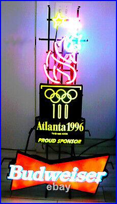 Rare Budweiser Beer NEON Sign Sponsor 1996 ATLANTA OLYMPICS 100 Year Centennial