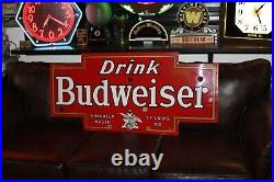 Rare Drink Budweiser Beer Porcelain Metal Neon Sign Skin Bar Brew Gas 66