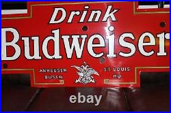 Rare Drink Budweiser Beer Porcelain Metal Neon Sign Skin Bar Brew Gas 66