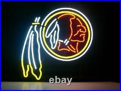 Rare NFL Washington Redskins Real Glass BEER BAR NEON LIGHT SIGN Fast 17x14