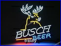 Rare New BUSCH LIGHT BEER DEER DEERE Real Glass Pub Bar Real Neon Sign FAST SHIP