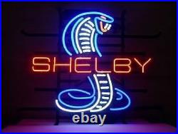 Rare SHELBY MUSTANG COBRA FORD GT REAL GLASS NEON BEER BAR PUB LIGHT SIGN 17X14