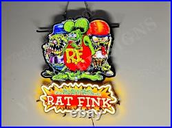 Rat Fink Hot Rod Garage Beer 24x20 Vivid LED Neon Sign Light Lamp With Dimmer