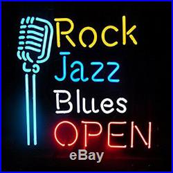 Rock Jazz Blues Open Microphone Neon Sign Light KTV Beer Bar Pub Decor17x14