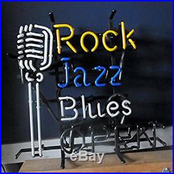 Rock Jazz Blues Open Microphone Neon Sign Light KTV Beer Bar Pub Decor17x14
