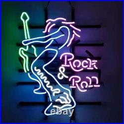 Rock & Roll Guitar Music 20x16 Neon Light Lamp Sign Beer Bar Wall Decor