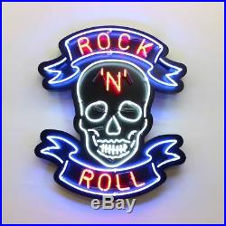 Rock n Roll Skull Art Neon Sign Light Beer Bar Pub Sign Wall Decor Neon Light